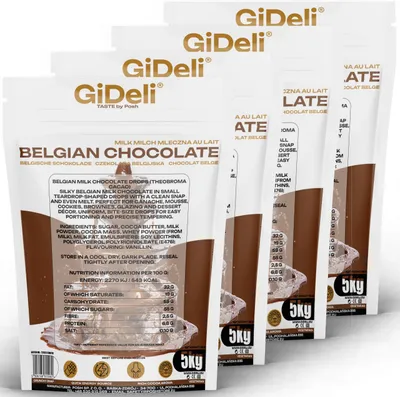 Produktbild von Belgische Schokolade 20 kg Kuvertüre Kakao für Glasur und Desserts GiDeli