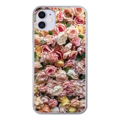 Produktbild von MuchoWow® Handyhülle Schutzhülle Hülle für iPhone 11 Rosen - Farben - Wand Silikon Softcase Handy Hülle - Handytasche