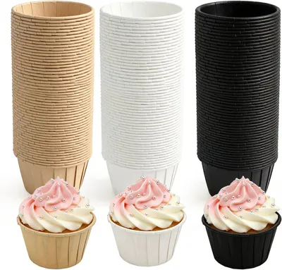 Immagine prodotto di Stampi per muffin in carta, 180 pezzi, con rivestimento antiaderente, resistenti fino a 220 °C, adatti per forno e microonde