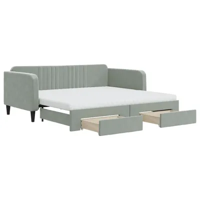 Obrázek produktu pro vidaXL Rozkládací postel se zásuvkami Světle šedá 90x190 cm Velvet