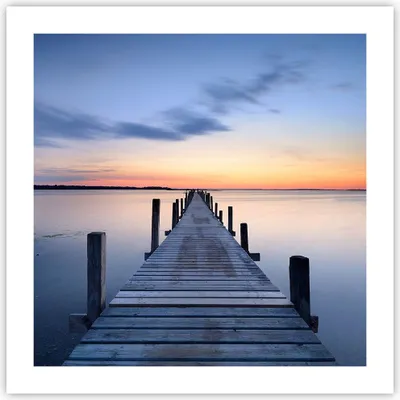 Produktbild von Poster - Poster ohne Rahmen - Sonnenuntergang See Wasser Brücke - 50x50 cm - Wand Bild - Wanddeko - Wandbilder - Kunstposter - Wandposter - Bilder - Kunstdruck - Wandbild - P2XAC50x50-2508
