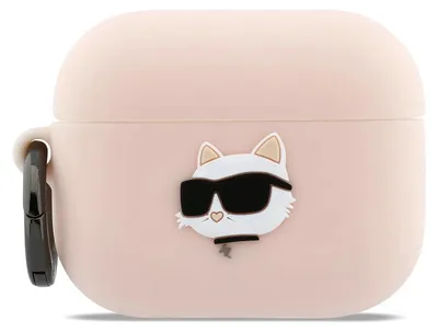 Obrázok produktu pre Silikónové puzdro Karl Lagerfeld s 3D hlavou Choupette pre AirPods Pro 3 - ružové