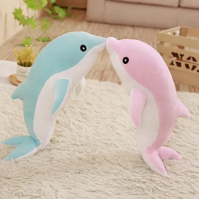 Image de 30 cm d'adorables dauphins en peluche douce, poupées, rembourrées en coton PP, coussin pour animaux, jouets pour enfants, cadeau d'anniversaire