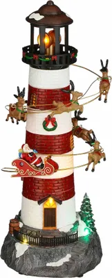 Produktbild von Luville Weihnachtsdorf Kerst vuurtoren - 13x14x35 cm - Polyresin - Rot