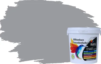 Produktbild von RyFo Colors Silikonharz Fassadenfarbe Lotuseffekt Trend Signalgrau 1l - bunte Fassadenfarbe, weitere Grau Farbtöne und Größen erhältlich, Deckkraft Klasse 1