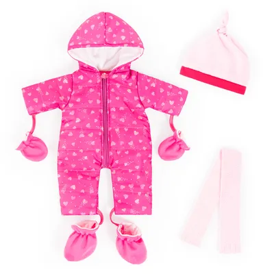 Produktbild von Bayer Design 84209AA Kleider für Puppen 38-42cm, 5 Teile, Babypuppen Anziehsachen, rosa, Winteroutfit