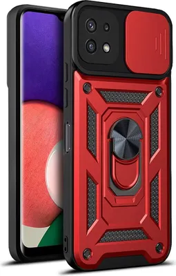 Produktbild von Galaxy A22 5G Hülle mit 360° Drehbarer Magnetische Ring Ständer Halter Dia Kameraschutz TPU Bumper Silikon Schutzhülle für Samsung Galaxy A22 5G Rot