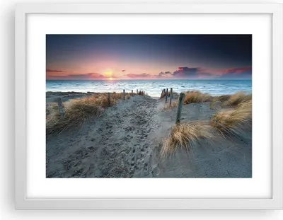 Produktbild von Gerahmtes Poster - Weißer Rahmen - Strand Sand Spaziergang - 40x30 cm - Wand Bild - Wanddeko - Wandbilder - Kunstposter - Wandposter - Bilderrahmen - Bilder - Kunstdruck - P2WAA40x30-4924