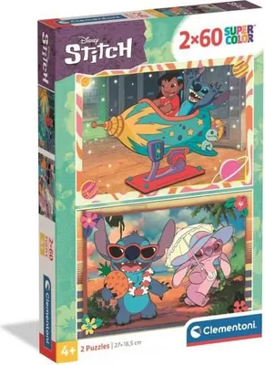 Image de Puzzle Stitch 2x60 pièces, Thème dessins animés, Pour enfants 3 ans et +, 27 x 18 cm, CLEMENTONI