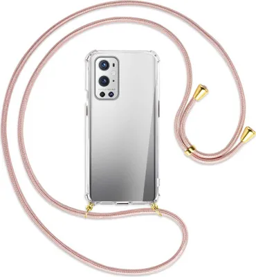 Produktbild von Handykette Backcover-Schutzhülle mit Band (Metall goldfarben) für OnePlus 9 - roségold