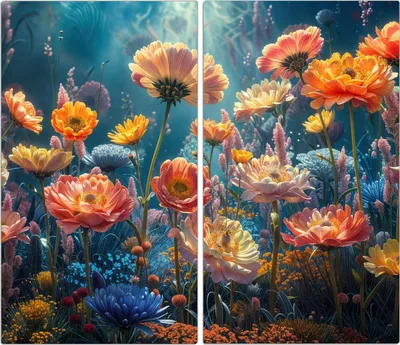 Produktbild von Spritzschutz Herdabdeckplatte Schneidebrett aus Glas Blumengarten 2-Teilig (60x52cm)