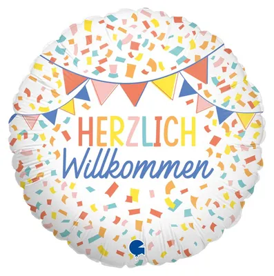 Produktbild von Folienballon „Herzlich Willkommen“, bunt, 46 cm, heliumgeeignet, nachfüllbar