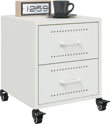 Produktbild von vidaXL Nachttische 2 Stk. Weiß 36x39x43,5 cm Stahl
