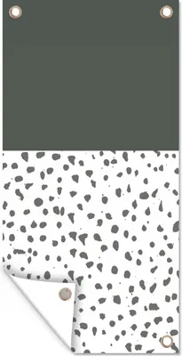 Produktbild von MuchoWow® 40x80 cm Outdoor-Poster Gartendeko Sichtschutz Garten Poster für den Garten  Polka dots - Grau - Weiß