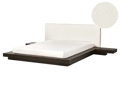 Zdjęcie produktu dla BELIANI Łóżko wodne ze stelażem i akcesoriami boucle jesion ciemny 160 x 200 cm styl orientalny