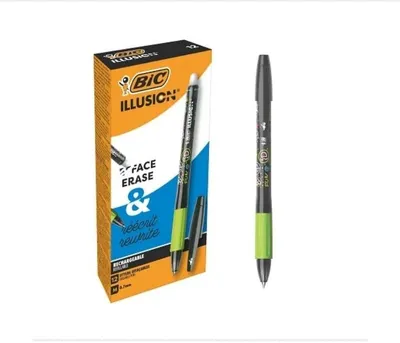 Zdjęcie produktu dla BIC Illusion, Spinacz, Długopis, Możliwość ponownego napełnienia, Czarny, 12 szt., Średni
