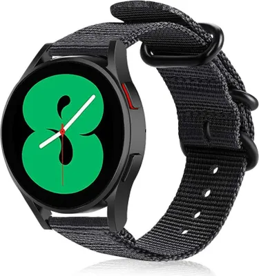 Produktbild von Strap-it Samsung Galaxy Watch 4 - 44mm Nylon-Schnallenarmband (Schwarz)
