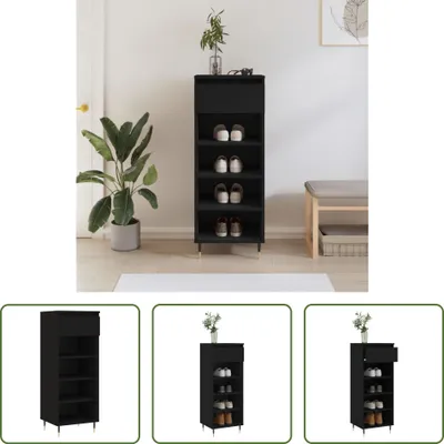 Produktbild von The Living Store Schuhschrank Schwarz 40x36x105 cm Holzwerkstoff