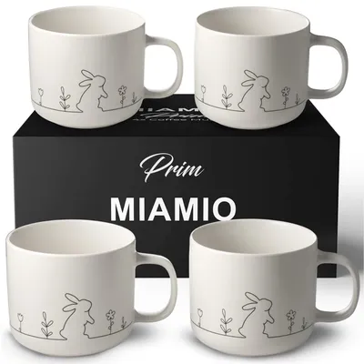 4er-Set Keramik-Kaffeetassen 450 ml Pastellfarben modernes Design