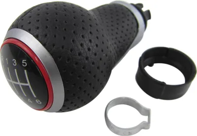 Produktbild von PREMIUM Schaltknauf Knauf Rot Schwarz Loch Leder Version 2 6-Gang für VW
