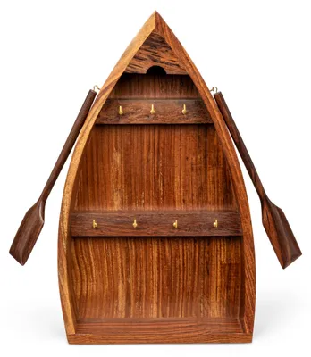Schlüsselbrett aus Holz, 7 Messinghaken, 22x37,5x6 cm