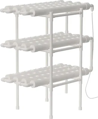 Obrázok produktu pre Hydroponický systém – pestovateľská sada – 3 úrovne – 108 miest na rastliny – na balkón, do záhrady, na strešnú terasu – biela farba