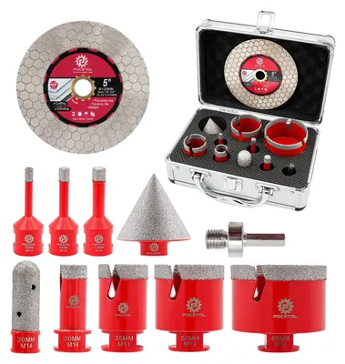 Diamantbohrer-Set 10-teilig für Porzellan, Keramik, Marmor, Granit