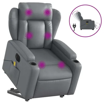 Image de Fauteuil inclinable de massage électrique gris similicuir