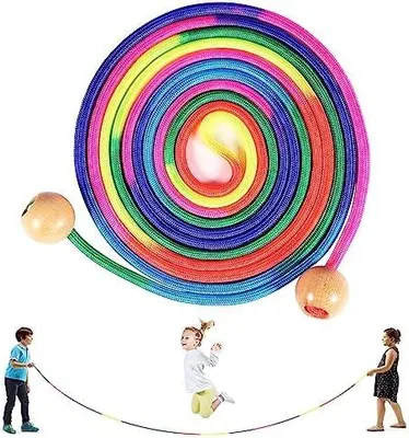 Produktbild von Qetlavee Springseil Kinder, 5 M Langes Springseil,Seilspringen für Mehrspieler, Kinderspiele für Einschulung in Schultüte I Geschenke für Mädchen & Junge, für Kinder ab 6,7,8,9,10 Jahre