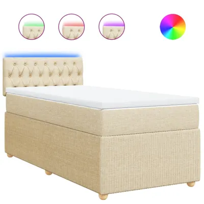 Produktbild von Boxspringbett mit Matratze Creme 100x200 cm Stoff