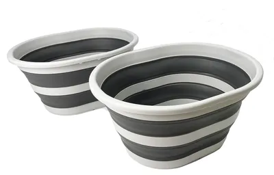 Klappbarer Wäschekorb, 22 l, oval, TPE/PP, grau, 47,7x37,6x24 cm
