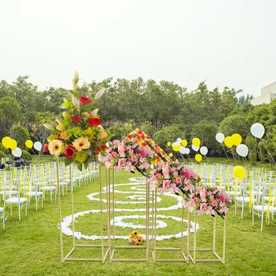 Image de 4 * Arche de mariage Support au sol pour fleurs de mariage Arche de mariage en métal doré 80 cm