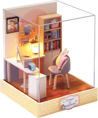 Produktbild von Habarri | Miniaturhaus - DIY-Puppenhaus - Holzhaus mit Möbeln und LED-Beleuchtung - Geschenk für Kinder - Kreativer Nachmittag
