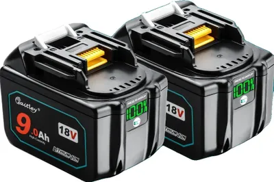 Productafbeelding van Reservebatterij, lithium-ion, compatibel met 18V elektrische gereedschappen, 2 stuks van 9Ah