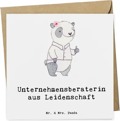 Produktbild von Mr. & Mrs. Panda Klappkarte Unternehmensberaterin Leidenschaft - Weiß - Geschenk, Grußkarte, anlasskarte, doppelkarte, faltkarte, Glückwunschkarte