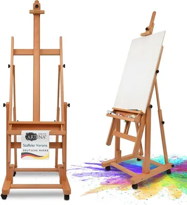 Imagen del producto de Atelier profesional, caballete de estudio horizontal, plegable, de madera