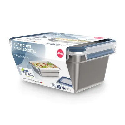 Produktbild von EMSA CLIP & CLOSE N11506, Box, Rechteckig, 2 l, Edelstahl, Edelstahl, 250 °C