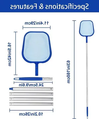 Productafbeelding van Zwembad Net - Bladverzamelaar - Water Reinigen - Uitschuifbare Steel - 120 cm - Blauw