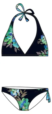 Produktbild von Fashy Neckholder Bikini mit Blumenmuster, leicht formend, gefüttert, Schwarz, 44B