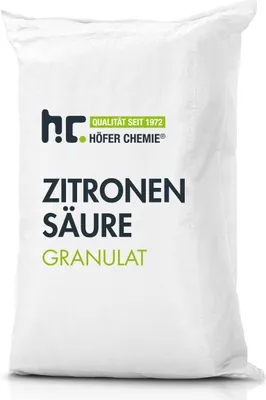 A white bag of citric acid granules.