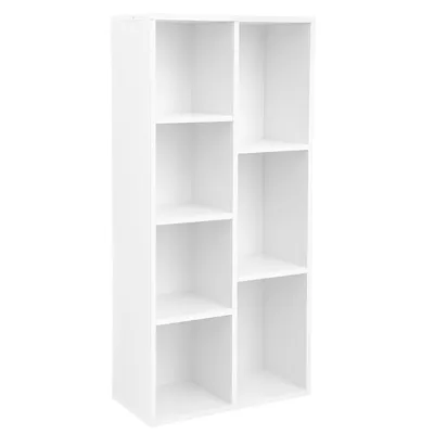Produktbild von VASAGLE Bücherregal mit 7 Fächern weiß aus Holz 50 x 24 x 106 cm Bücherschrank TV-Ständer Display-Regal LBC27WT