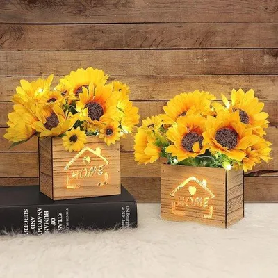 Image de Éclairage LED pour Huisdeko, avec minuterie, hauteur de 21 cm, couleur jaune