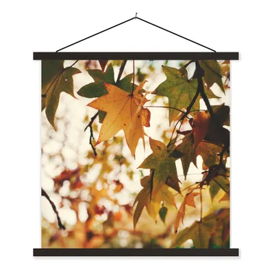 Produktbild von MuchoWow® Textilposter Natur - Herbstblätter - Rustikal 120x120 cm mit schwarzem Rahmen - Aufhängungsset