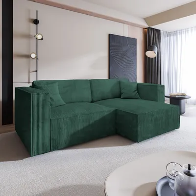 Produktbild von Masseno Ecksofa NERIO P mit Schlaffunktion L-Form, Sofa mit Bettkasten, Wohnzimmersofa, Couch, Soffa, Bettsofa, Couchgarnitur- Grün, POSO 14