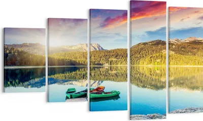 Produktbild von Bild auf Leinwand - Leinwandbild - See Berge Wasser - 100x60cm - Wand Bild - Wanddeko - Wandbilder - Leinwanddruck - Bilder - Kunstdruck - Wanddekoration - Leinwand bilder - Wandkunst - EG100x60-3595