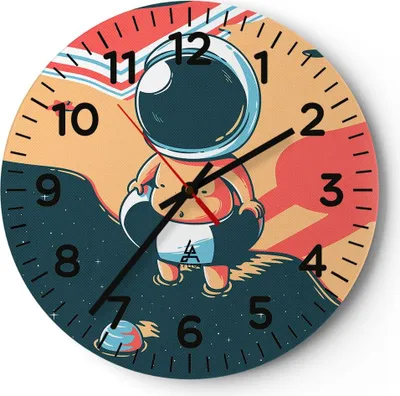 Produktbild von Wanduhr - Rund - Glasuhr - Abstraktion modern - 30x30cm - Schleichendes Uhrwerk - Lautlos - zum Aufhängen bereit - Dekoration Modern - Wanddekoration aus Glas - C4AR30x30-3847