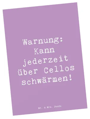 Produktbild von Mr. & Mrs. Panda Postkarte Spruch Cello Schwärmerei - Lavendeltraum - Geschenk, bildkarte, Klassische Musik, Instrument, Ansichtskarten, Ansichtskarte, Orchester, Solo