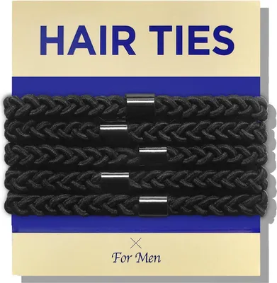 Produktbild von Geflochtene Herren Haargummis 5 Stück - Schwarz | Dickes, dichtes Haar, elastisch, kein Knitterbruch