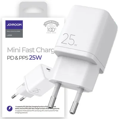 Produktbild von Joyroom Schnelles Ladegerät Usb Typ C 25W 3A Eu Stecker Weiss (L-P251)