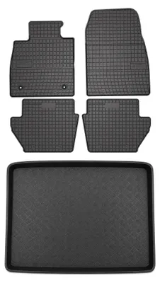 Productafbeelding van Rubberen automatten + kofferbakmat voor Ford Puma II vanaf 2019 – 5-delig, zwart, op maat – Wielganizator SolidPRO